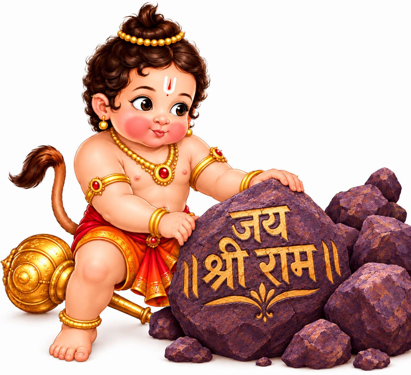 शिलामा श्रीराम लेखेका बाल हनुमान