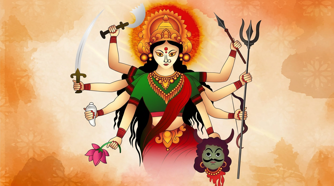 दुर्गाको परम्परागत भक्तिपूर्ण चित्र