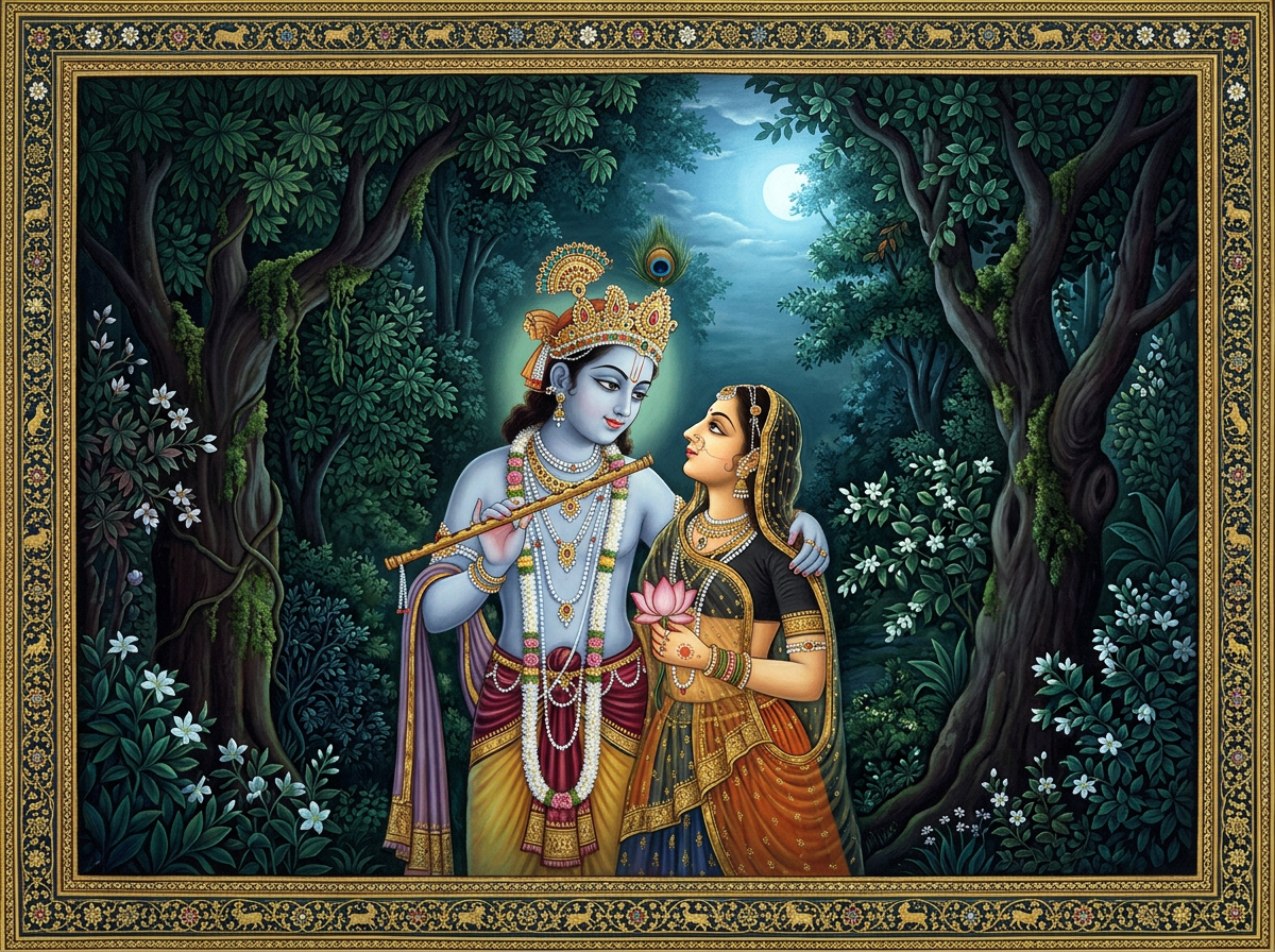 रातको वनमा राधा-कृष्ण