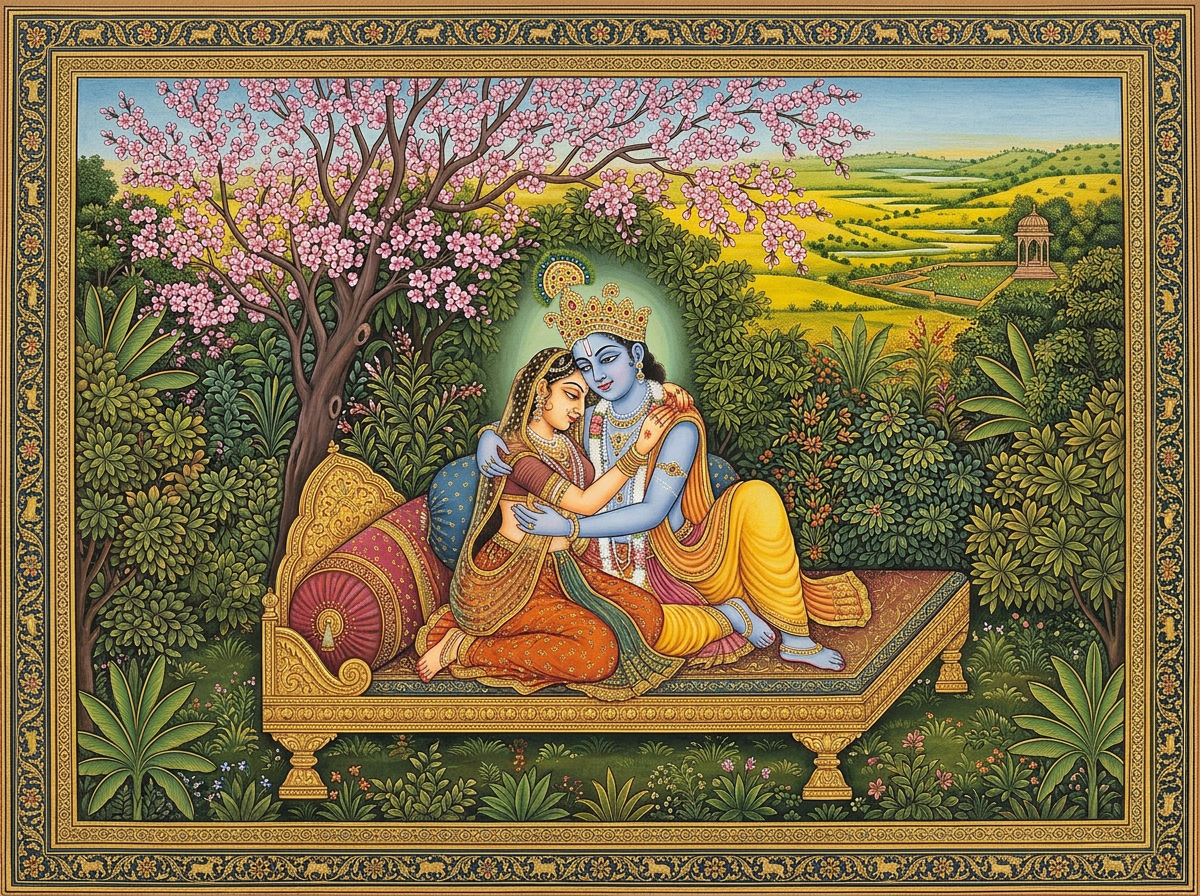 बगैंचामा राधा-कृष्ण