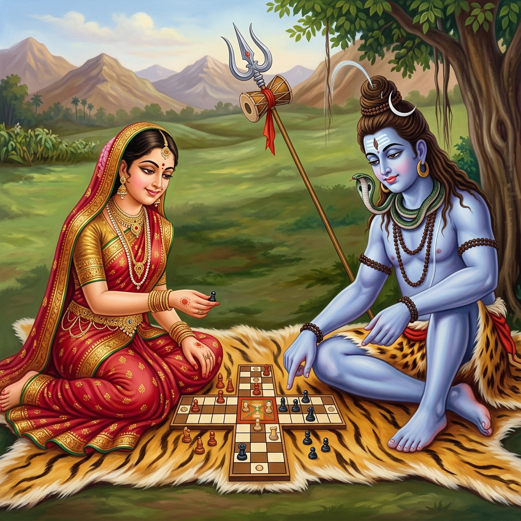 चौपर खेल्दै शिव-पार्वती