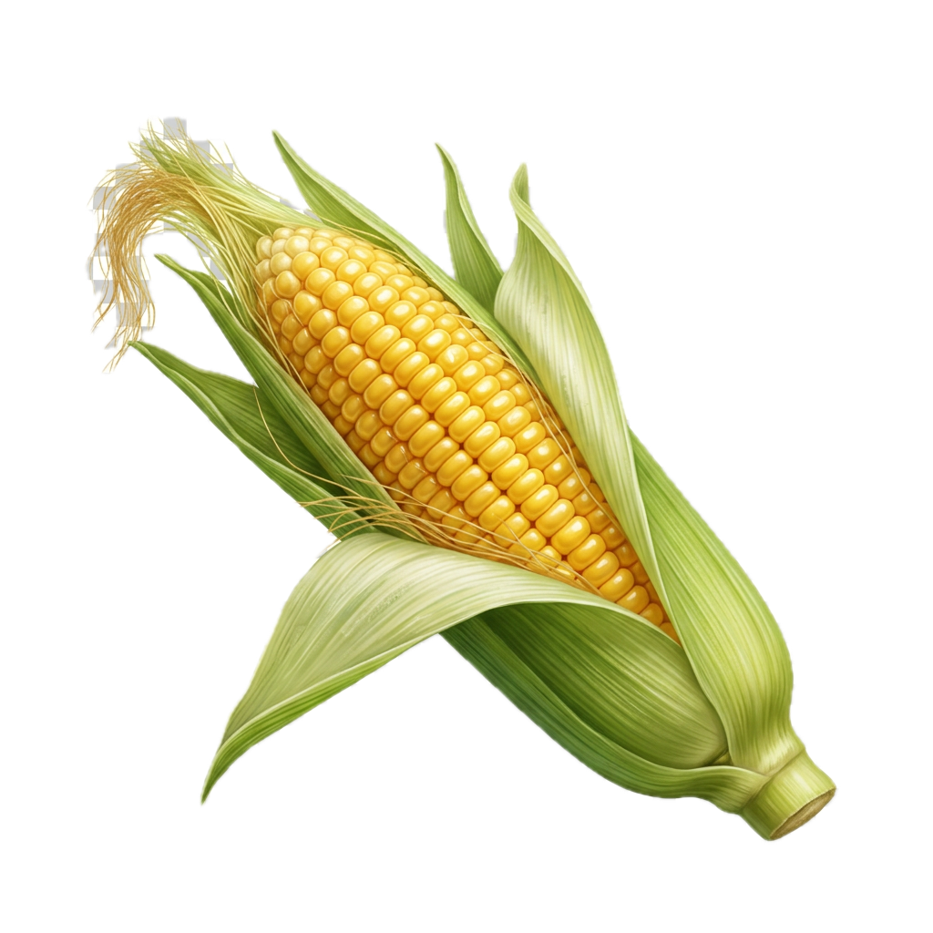 Yellow corn cob with part of its green husk peeled back