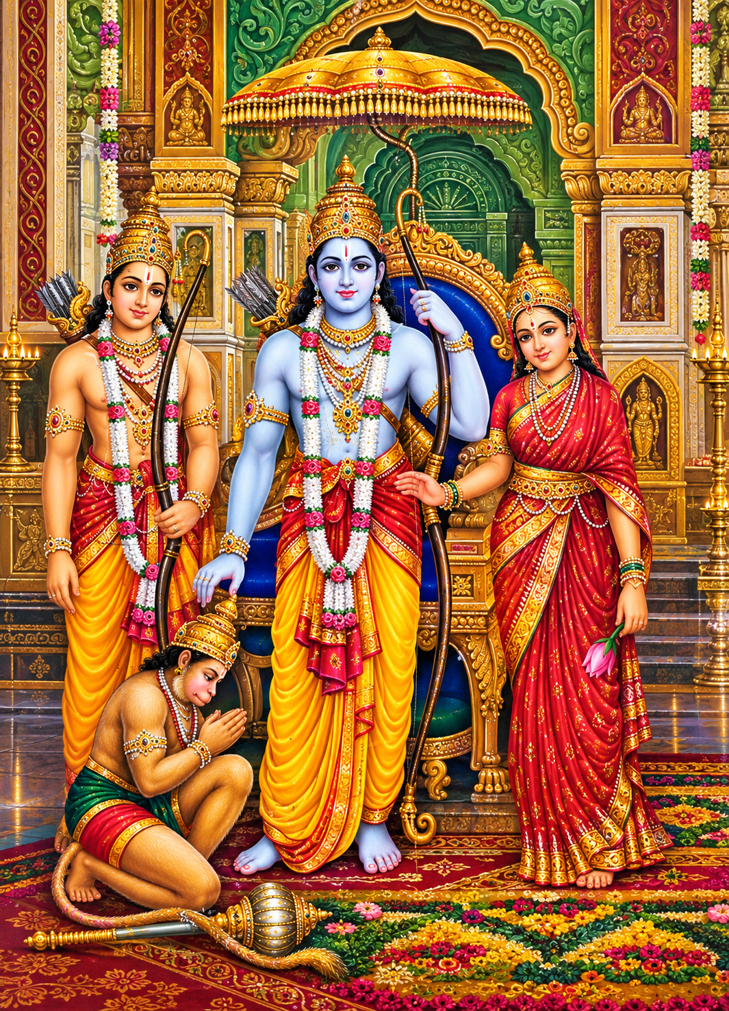 सीता, लक्ष्मण र हनुमानसहित राम दरबार
