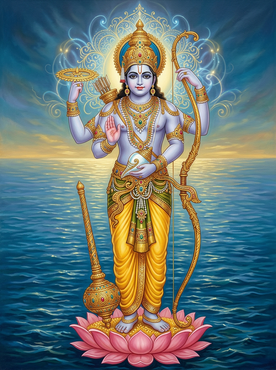 कमलमा उभिएका भगवान विष्णु